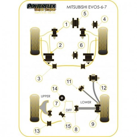 Silent-Bloc Powerflex Black Amortisseur Arrière Mitsubishi Evo 4 / 5 / 6 / 7 (2 Pièces)