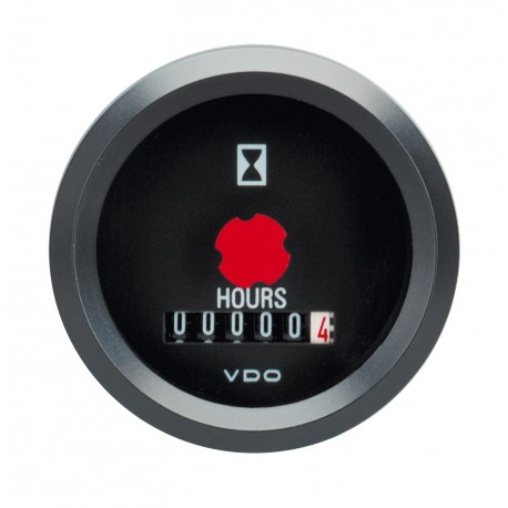 Horamètre VDO Diamètre 52 12V Fond Noir Compteur d'Heures