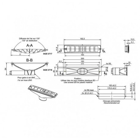 Raccord Diffuseur Chauffage Siroco Pour Diamètre 45