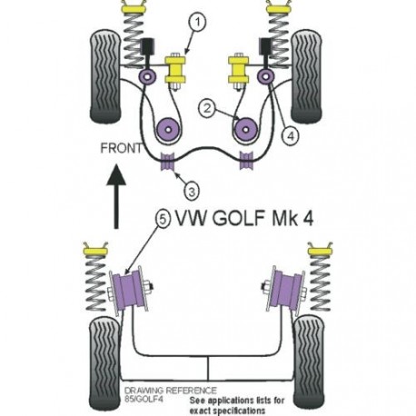 Silent-Bloc Powerflex Triangle Avant Volkswagen Golf 4 Arrière (2 Pièces)