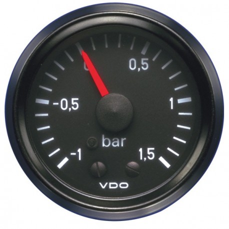 Manomètre VDO Pression Turbo 1.5 Bar Diamètre 52 Fond Noir