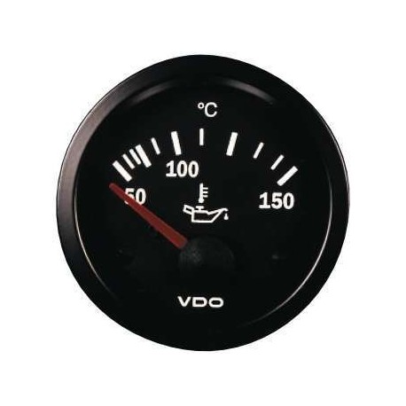 Manomètre VDO Température Huile 150° Vision Diamètre 52 Fond Noir